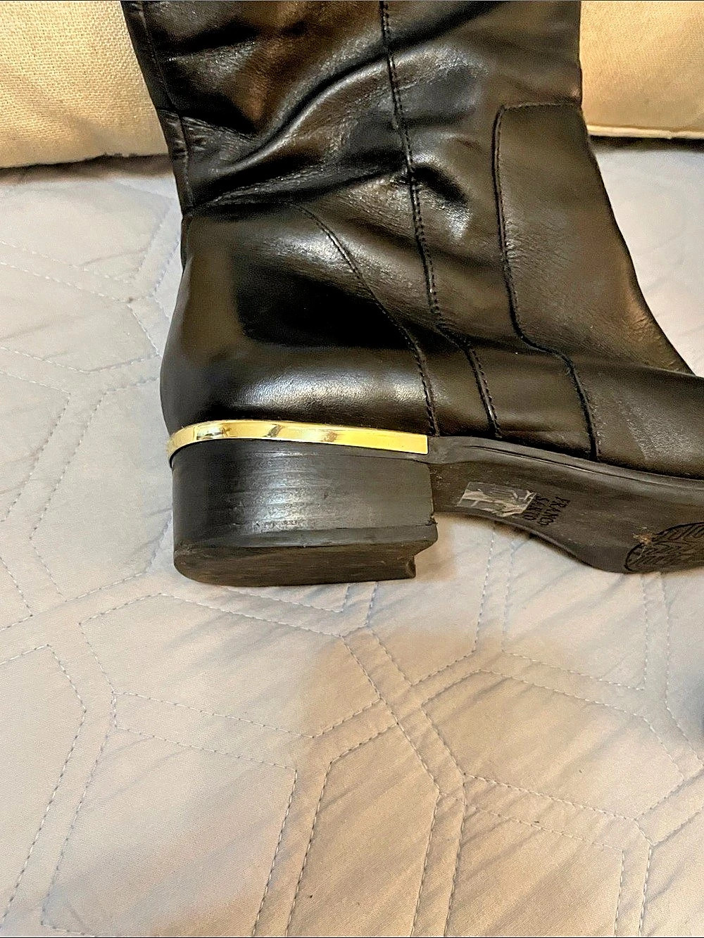 Franco Sarto Celeste Knee high Leather Wide Calf Boots Black US 10M - Picture 7 of 11